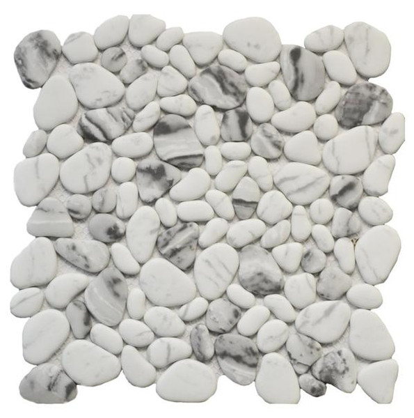 Carrara/Grey Glass Pebble Mix Mosaic 12x12 - EACH