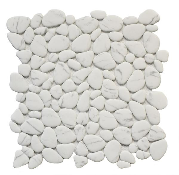 Carrara Glass Pebble Mosaic12x12 - EACH