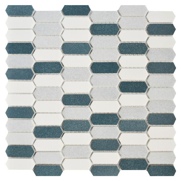 Blue Blend Picket Enameled Glass Mosaic - EACH