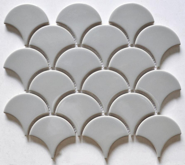 Grey Glossy Scales Porcelain Mosaic - EACH