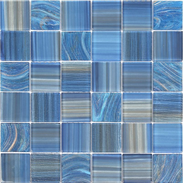 Crystal Cobalt Mix 2x2 Glass Mosaic - EACH