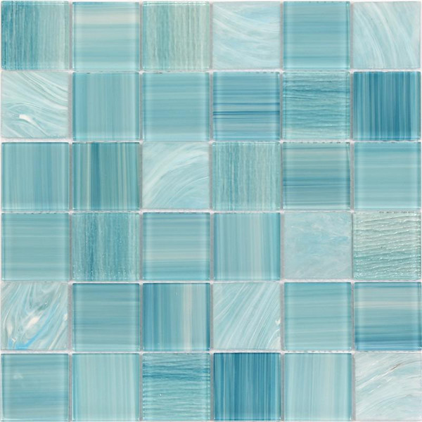 Crystal Teal Mix 2x2 Glass Mosaic - EACH