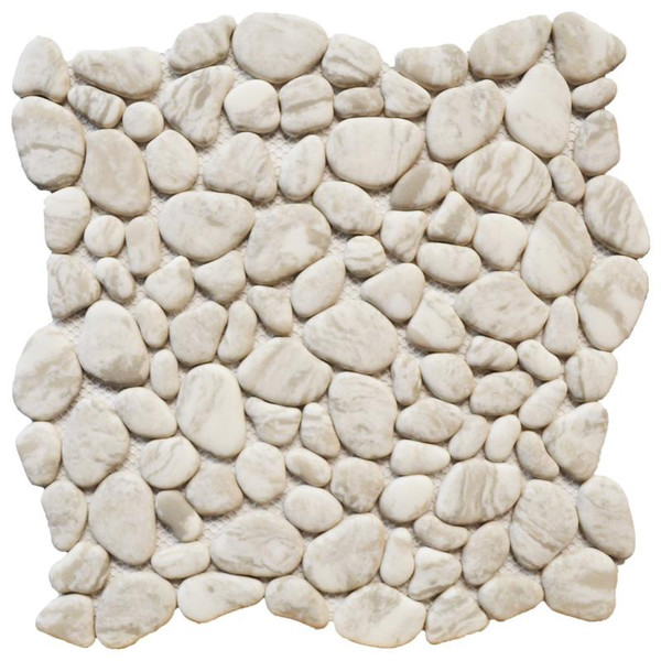 Marble Cream Glass Pebble Mosaic - EACH