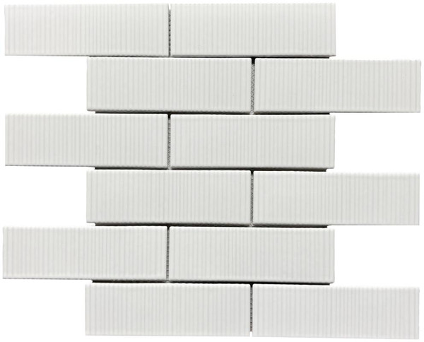 Coastal Hues White 2x6 Glass Mosaic 12x12 - EACH