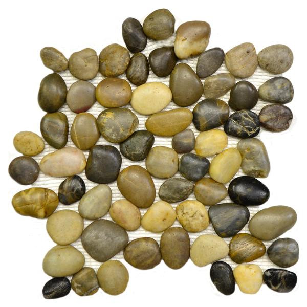 Rounded Pebble Stone High Polish Multi Color Mosaic - EACH