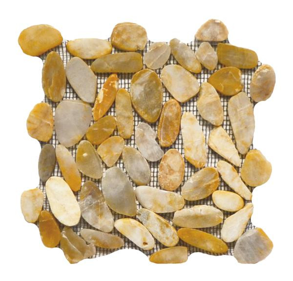 Flat Pebble Stone Polished Mosaic Honey - EACH