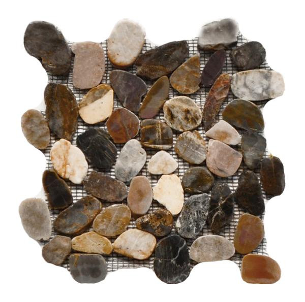 Flat Pebble Stone Polished Mosaic Multi Color - EACH