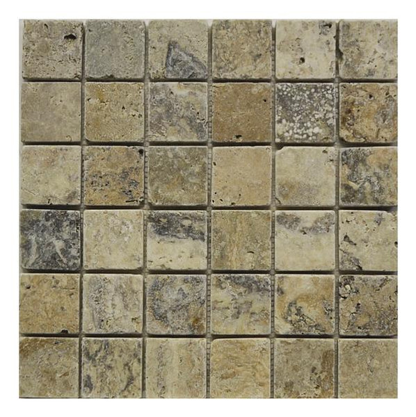Antique Onyx Travertine 2x2 Tumbled Mosaic 12x12 - EACH