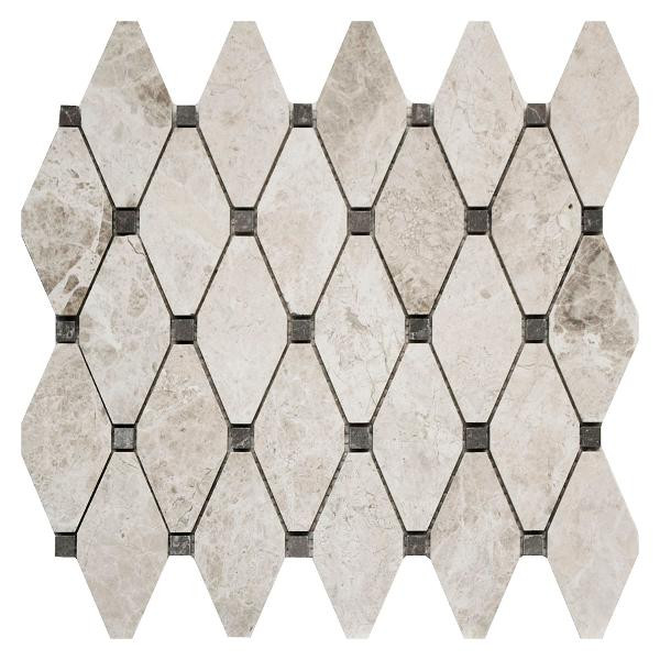 Clipped Diamond Silver Shadow Mosaic, Silver w/Grey Emp - EACH