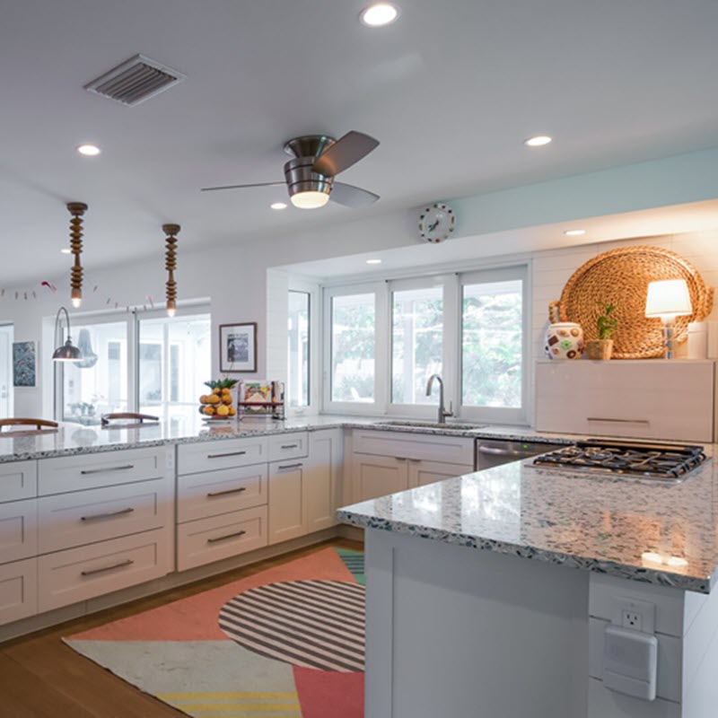 In this kitchen, you see Adornus Hampton Cabinets